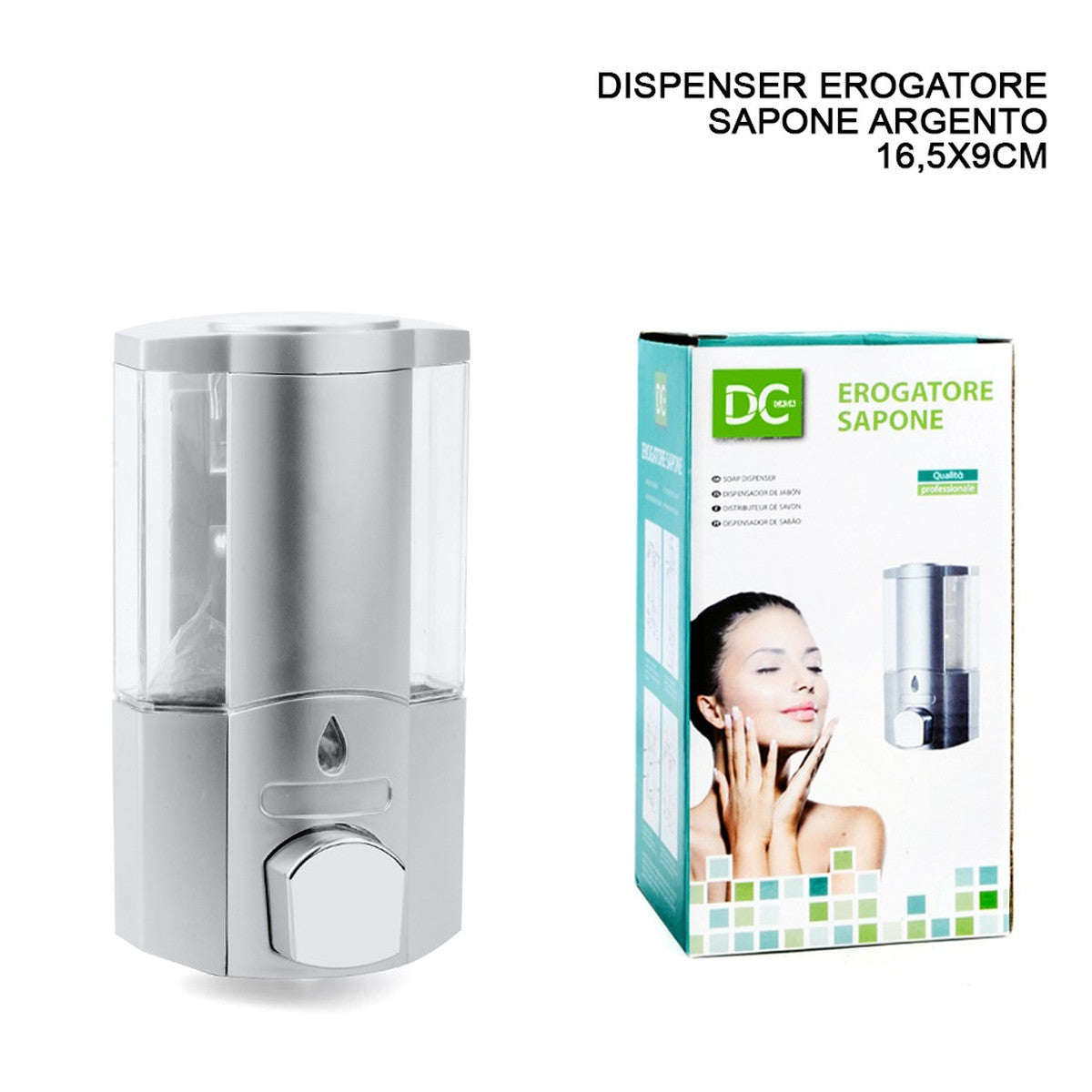 Dc - Dispenser Erogatore Sapone Argento 165X9Cm