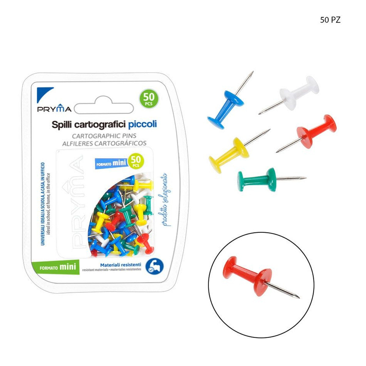 Pryma - Spilli Cartografici Colorati Piccoli 50Pz