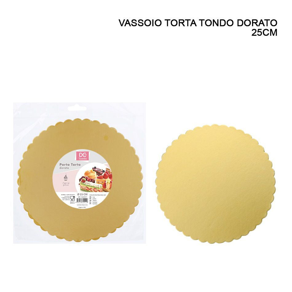 Dc - Vassoio Tondo Porta Torta Dorato 25Cm