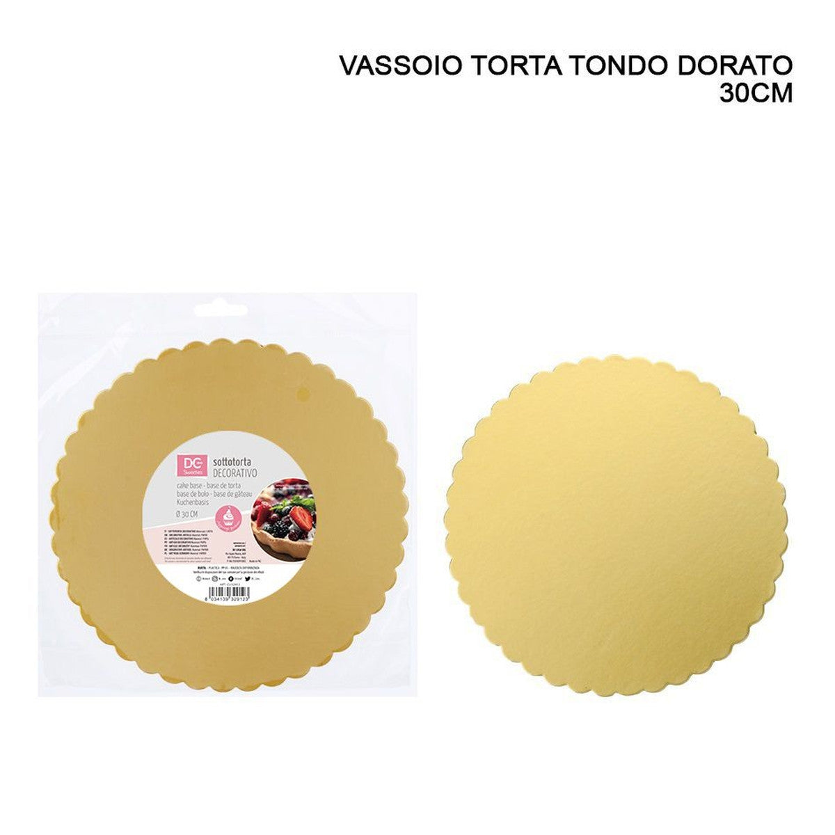 Dc - Vassoio Tondo Porta Torta Dorato 30Cm