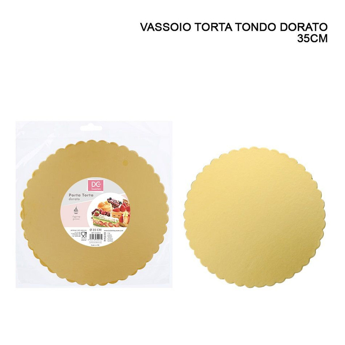 Dc - Vassoio Tondo Porta Dorta Dorato 35Cm