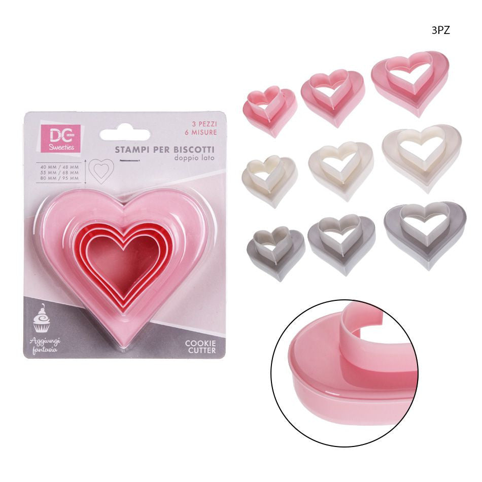 Dc - Formine Dolci Plastica Cuore 3Pz Fucsia