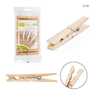 Dc - Mollette Per Bucato Di Legno 12Pz