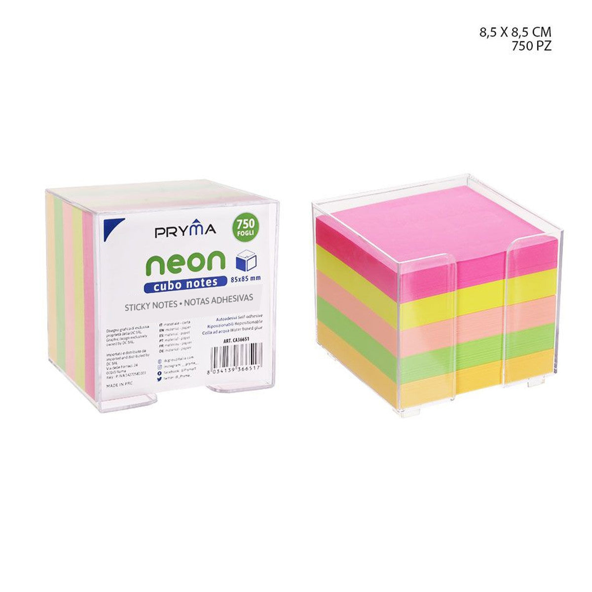 Dc Stick Notes Cubo 85X85Mm 750Ff Neon