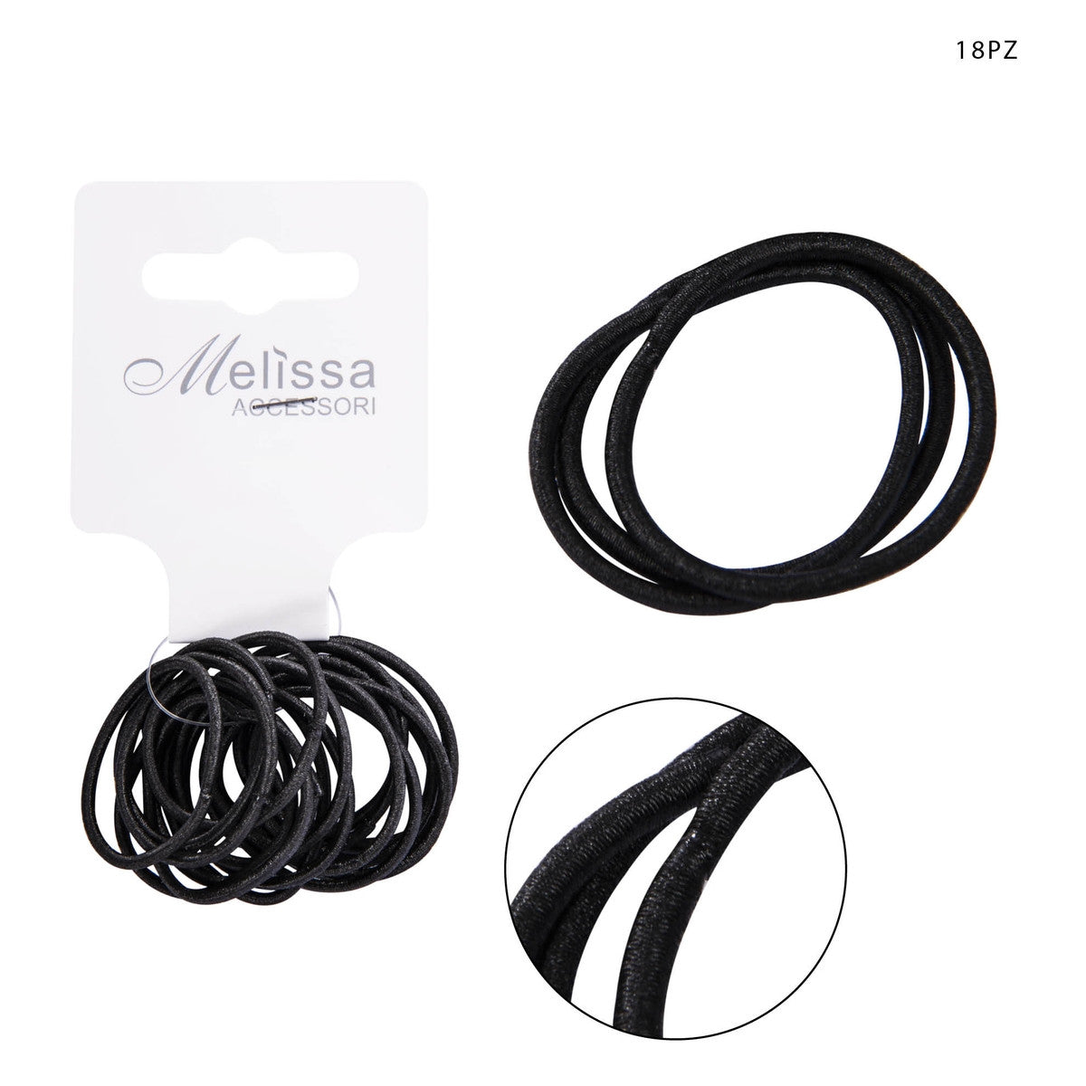 Melissa - Elastici Per Capelli Nero 18Pz