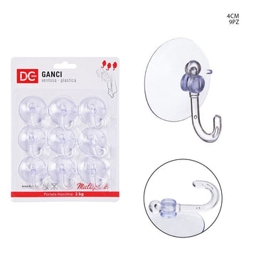 Dc - Ganci Ventosa Tondi Trasparenti 4Cm 9Pz