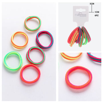 Melissa - Elastici capelli nylon colori Fluo  6 pz
