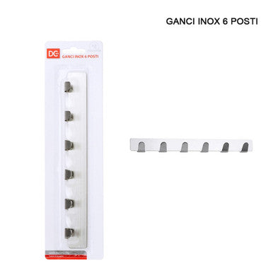 Dc - Gancio Adesivo Inox P/5Kg 6 Posti