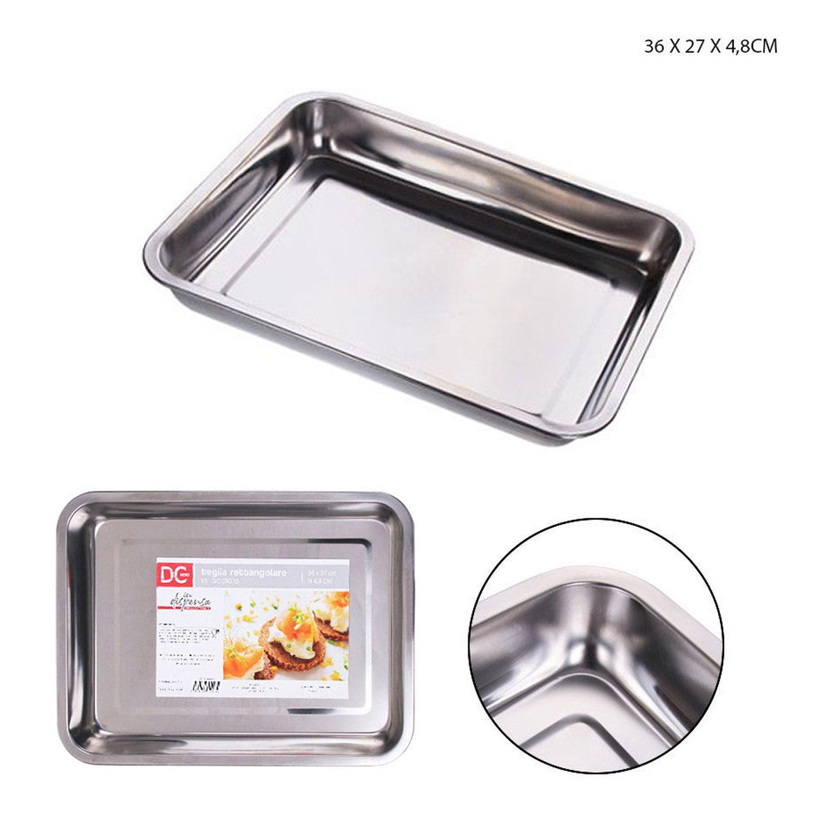 Dc - Teglia rettangolare inox 36.5x26.5x4.8 cm