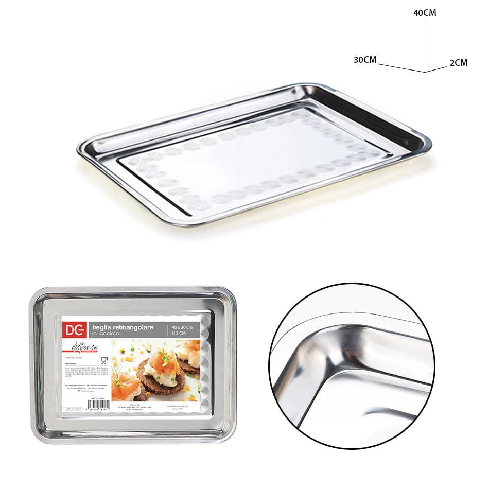 Dc - Teglia Rettangolare Inox 39.5X29.5X2Cm