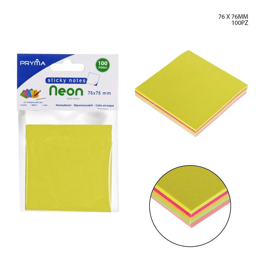 Pryma - Stick Notes Neon 76X76Mm 100Ff Assortiti