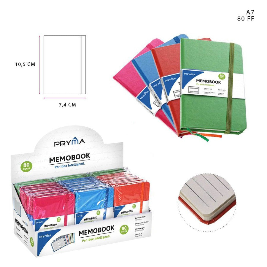 Pryma - Memobook copertina rigida c/elastico a7 80ff