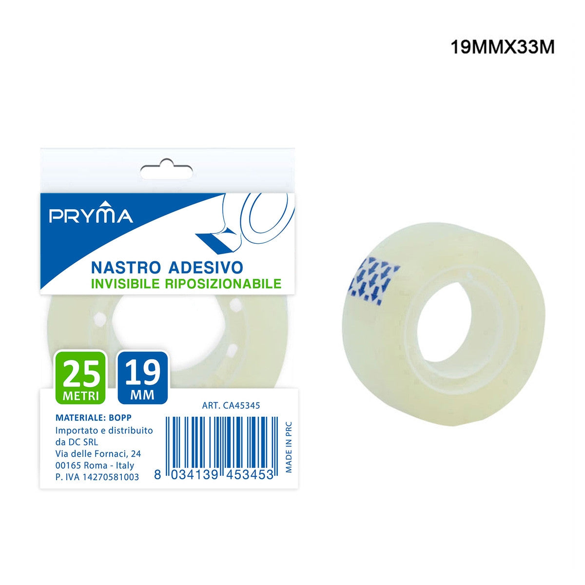 Pryma - Nastro Adesivo Trasparente 19Mm25M