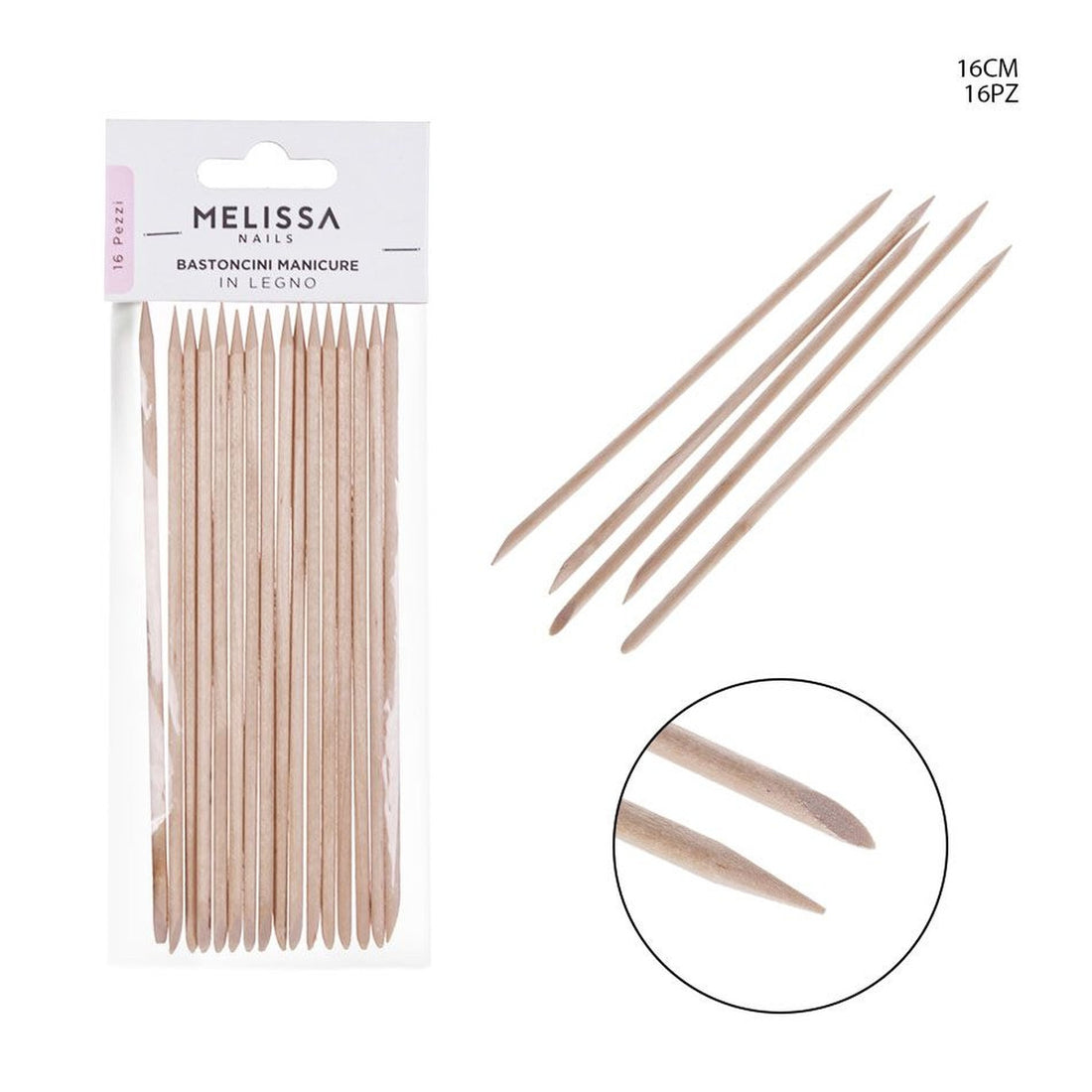 Melissa - Bastoncini Manicure Legno 16Cm 16Pz