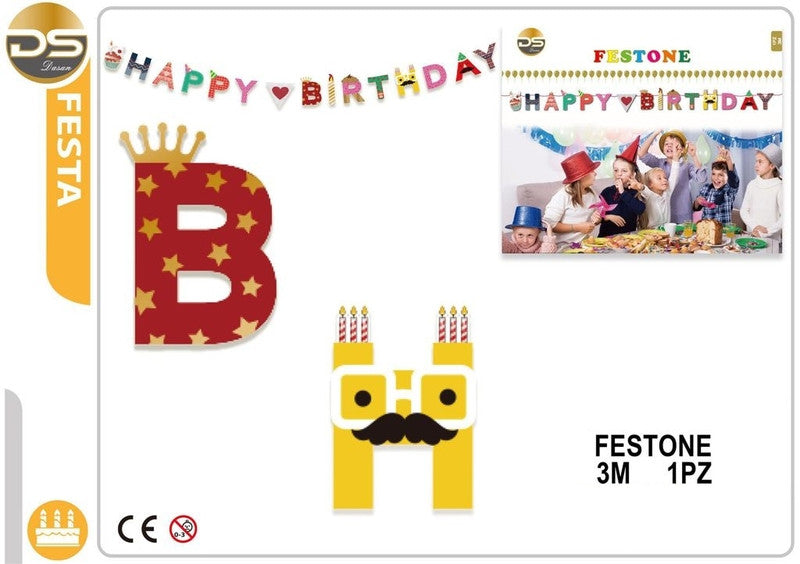 Dz - Party Festone Happy Birthday Decorato 3