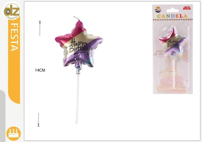 Dz - Party Candela A Stella Happy Birthday 14 Cm