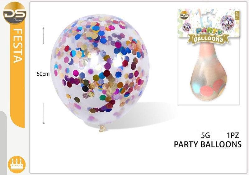 Dz - Party Palloncino Trasparente Con Coriandoli Multicolori 5