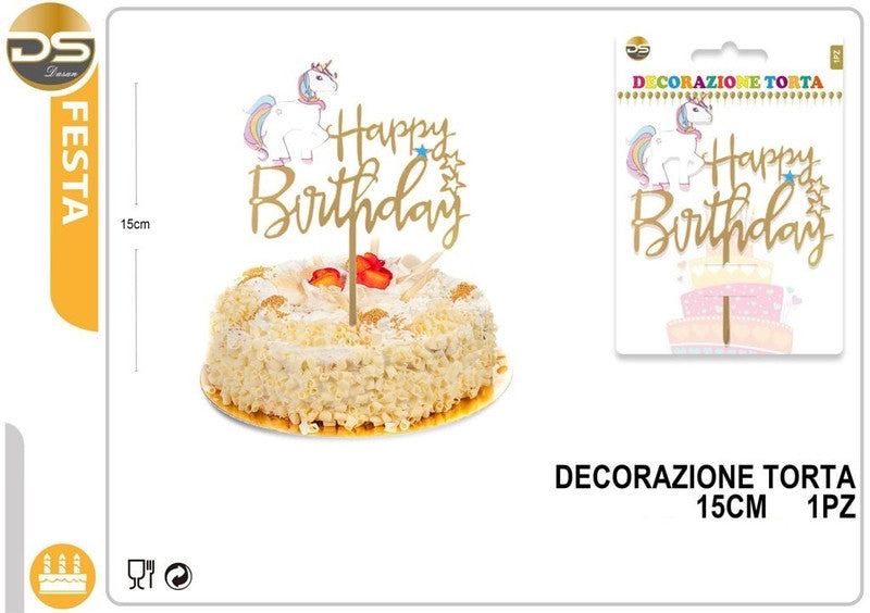 Dz - Party Decorazione Torta Unicorno Hb 15Cm