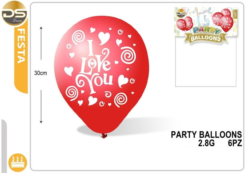 Dz - Party Balloons Ily 6Pz