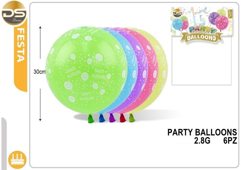 Dz - Party Balloons Tanti Auguri 6Pz