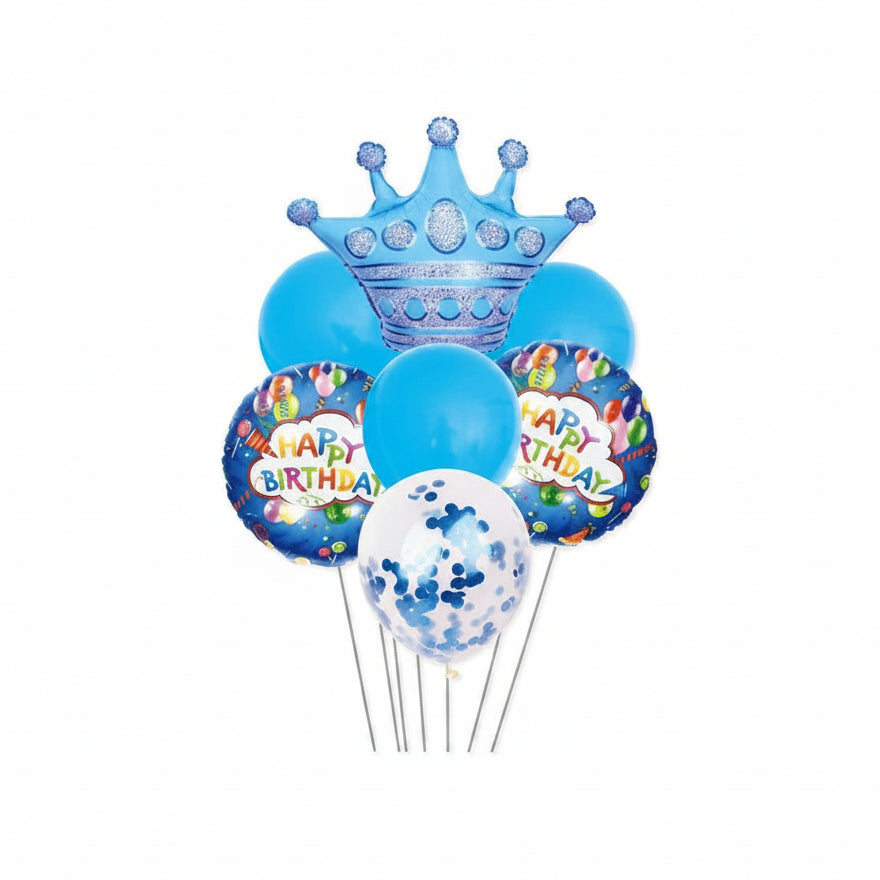 Dz - Party Balloons Hb Azzurro Con Corona 7Pz