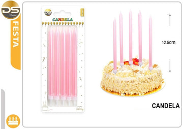 Dz - Party Candele Decorative 12.5Cm 5Pz Rosa