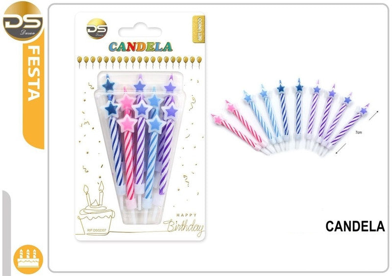 Dz - Party Candeline Decorative Stella 7Cm 10Pz