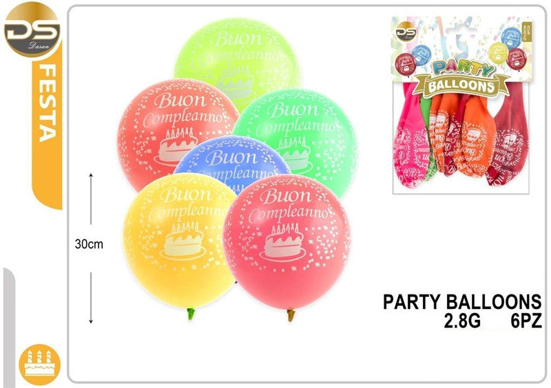 Dz - Party Palloncini Bc Colori Misti 2.8G 30Cm 6Pz