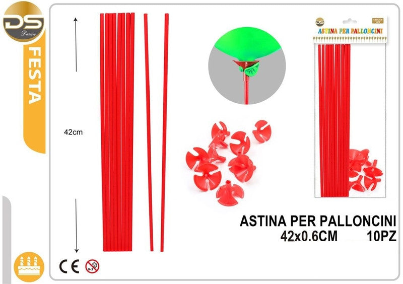 Dz - Party Asta Per Palloncini In Carta Rosso