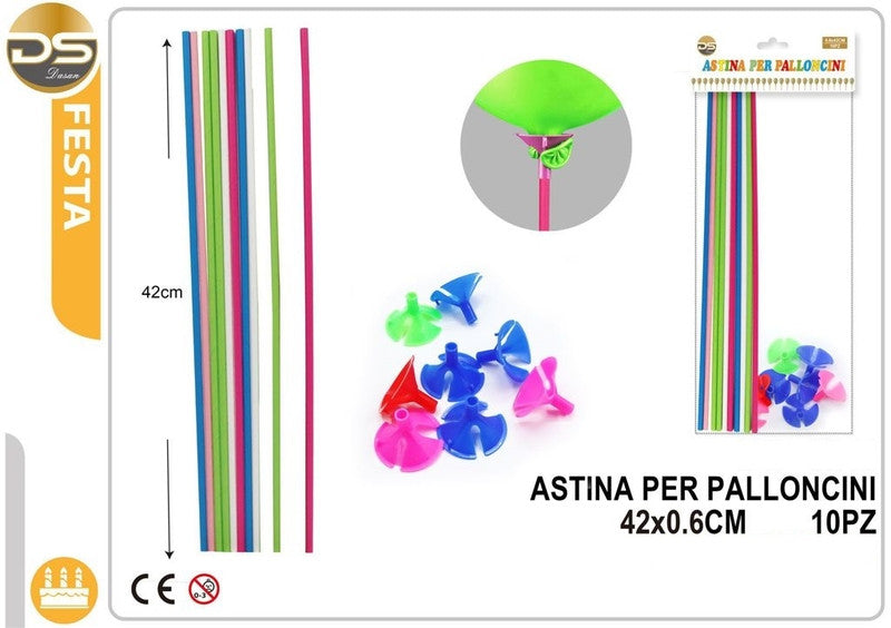 Dz - Party Asta Per Palloncini In Carta Colori Ass.2