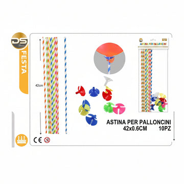 Dz - Party Asta Per Palloncini In Carta Colori Ass.3