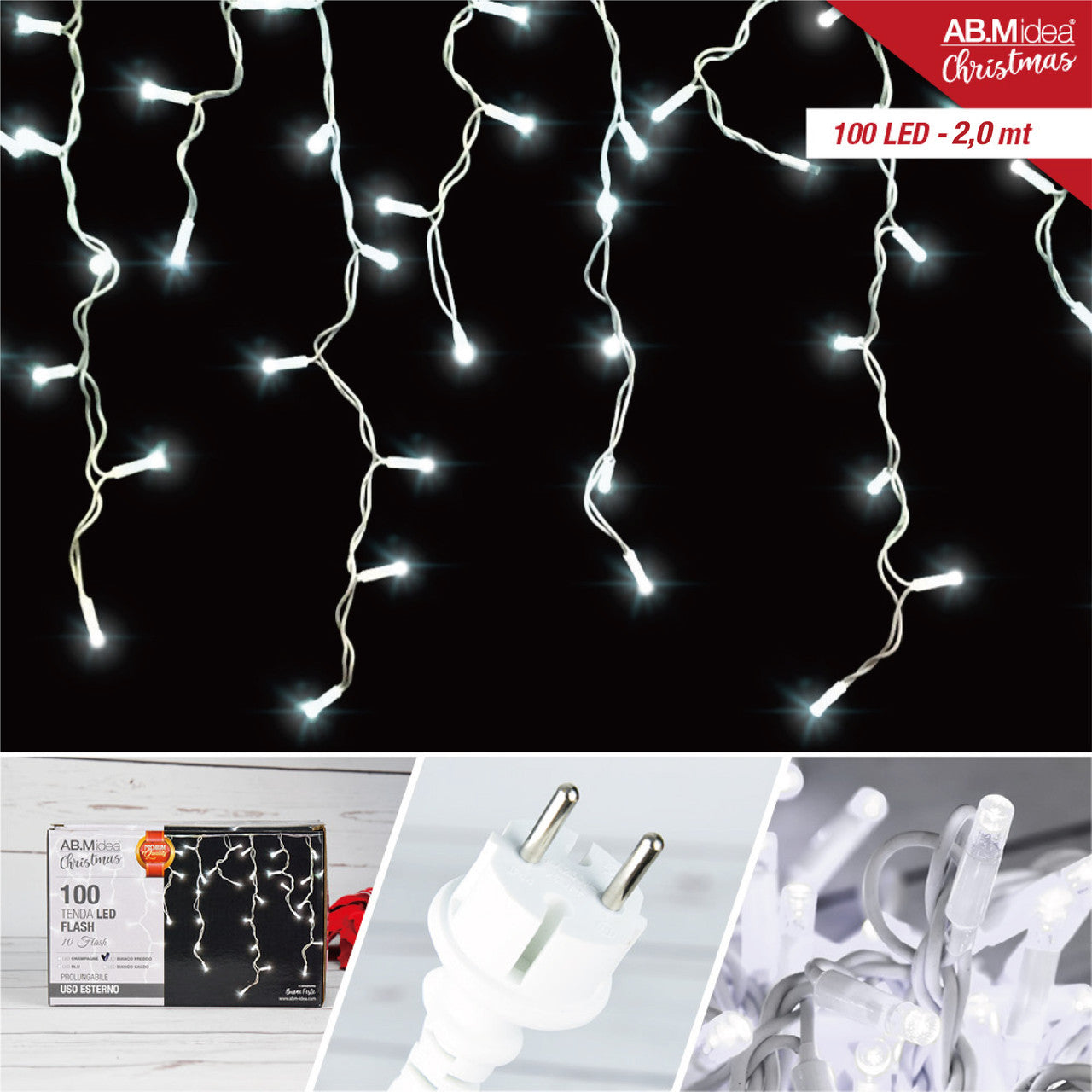 Ab.M Tenda Rubber 100 Led Mt.2X07 Luce Bianca Con Cavo