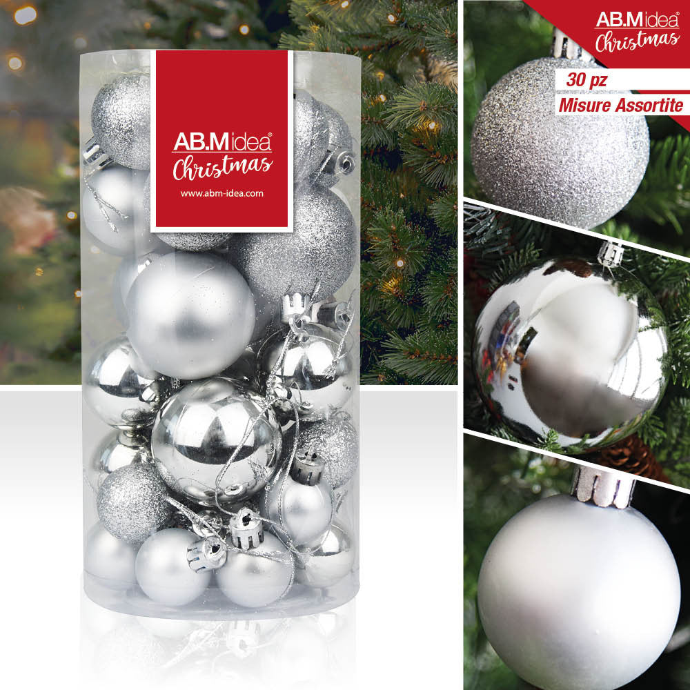 Ab.M Cilindro 30 Palline Misure Assortite Silver