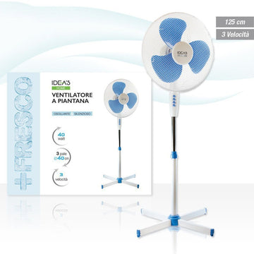 Ab.M - Ventilatore Piantana 3 Velocità 40Cm Blu