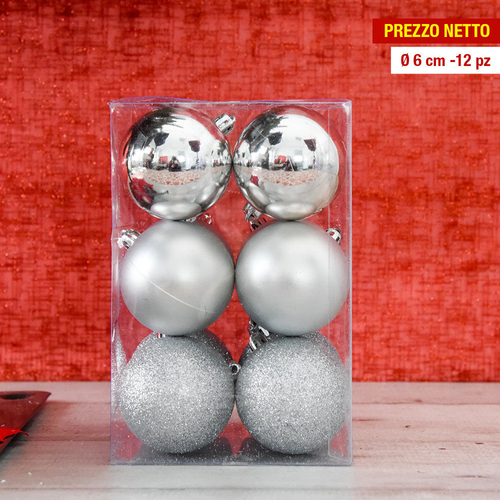 Ab.M Box Palline Classic 6 Cm.12 Pz.Silver