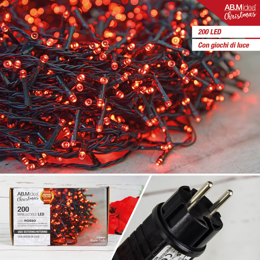 Ab.M Minilucciole Led Est/Int 200Led Rosso Mt.10 3 31V/36W