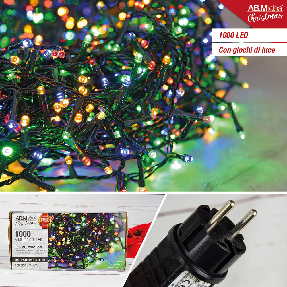 Ab.M Minilucciole Led Est/Int 1000L.Multicolor Cm.35 3Mt. 3