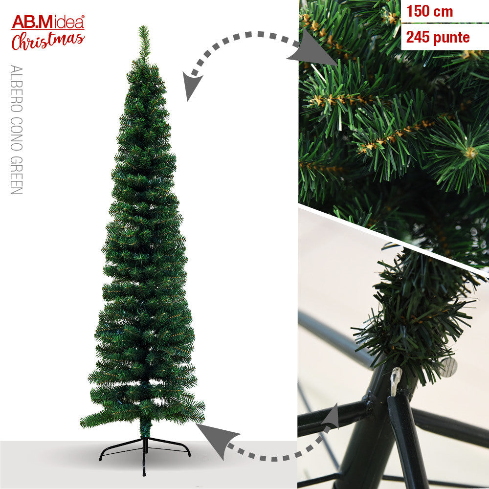 Ab.M Albero Cono Green Cm.150/245 Punte Base Metallo