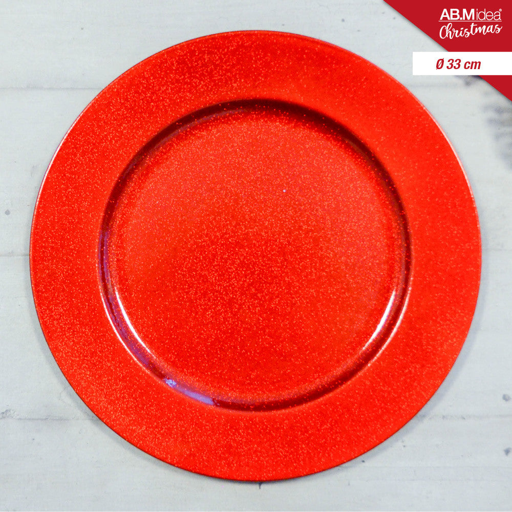 Ab.M Piatto Segnaposto Natale Diam.33 Rosso