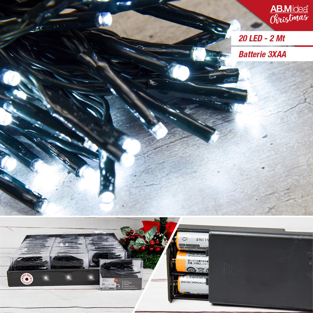 Ab.M Lucciole Led Bianco 20Luci Batterie 2XAA 200Cm