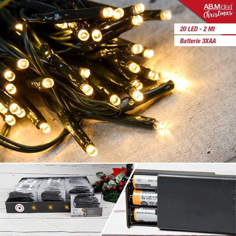 Ab.M Lucciole Led 20Luci Batt.2xAA 200CM 30 Bianco Caldo