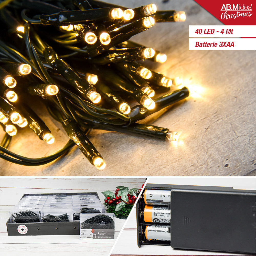 Ab.M Lucciole Led 40Luci Batt.2Xaa Cm.400 30 Bianco Caldo