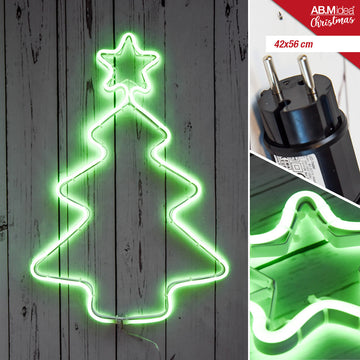 Ab.M Tubo Neon Led Albero Cm.42X56 Esterno Verde