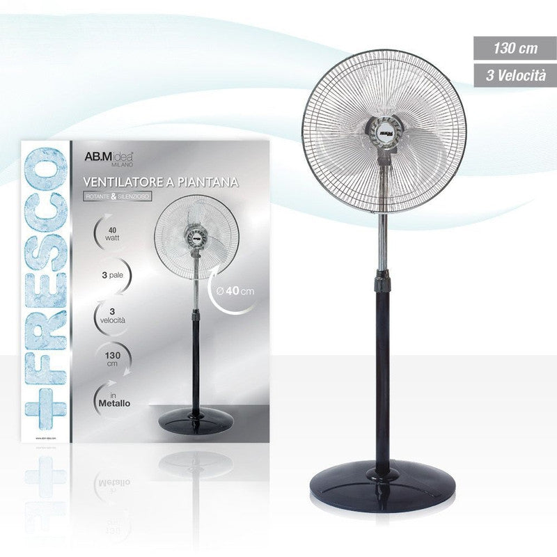 Ab.M - Ventilatore Piantana Metallo 3 Velocità diametro 40Cm