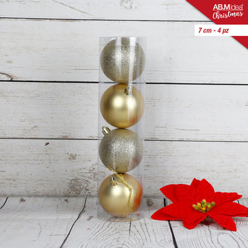 Ab.M Tubo Palline Glitter-Satin Cm.7 Pz.4 Gold