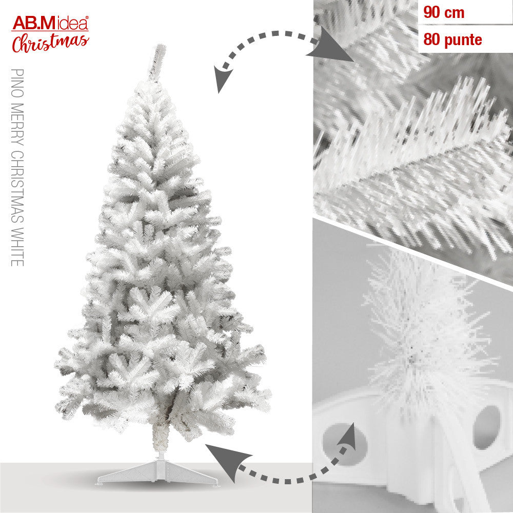 Ab.M Pino Merry Christmas Bianco Pvc Cm.90/80 Punte Plas