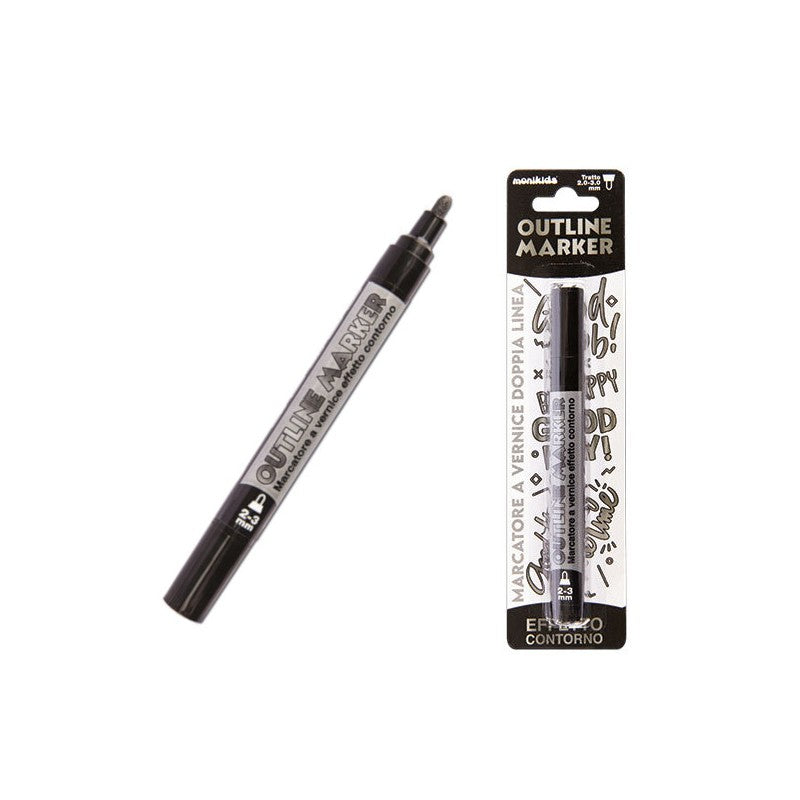 Nik Pen Double Line 2-3Mm Silver/Nero
