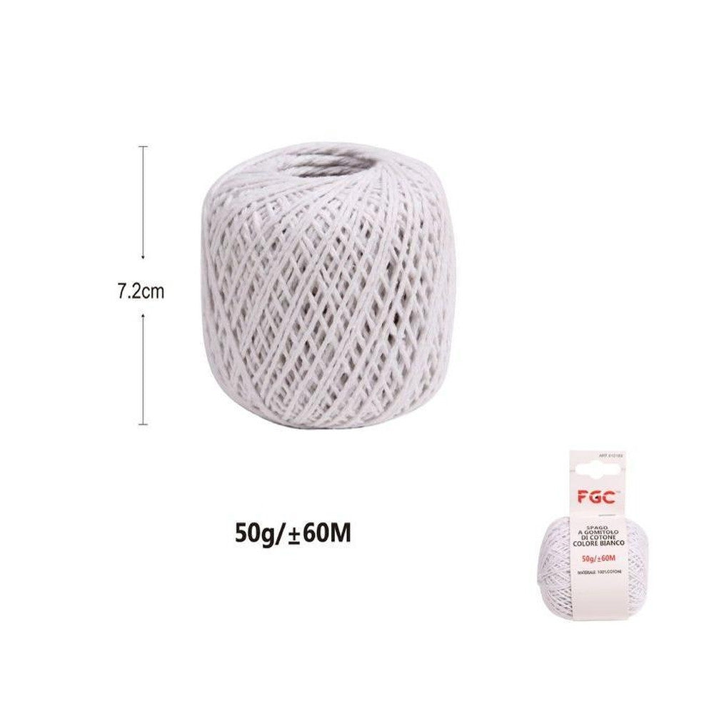 Hq - Spago A Gomitolo Di Cotone Colore Bianco