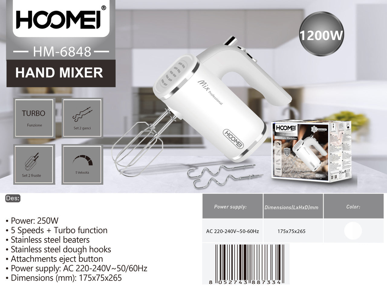 Hoomei - Mixer C/Fruste 250W