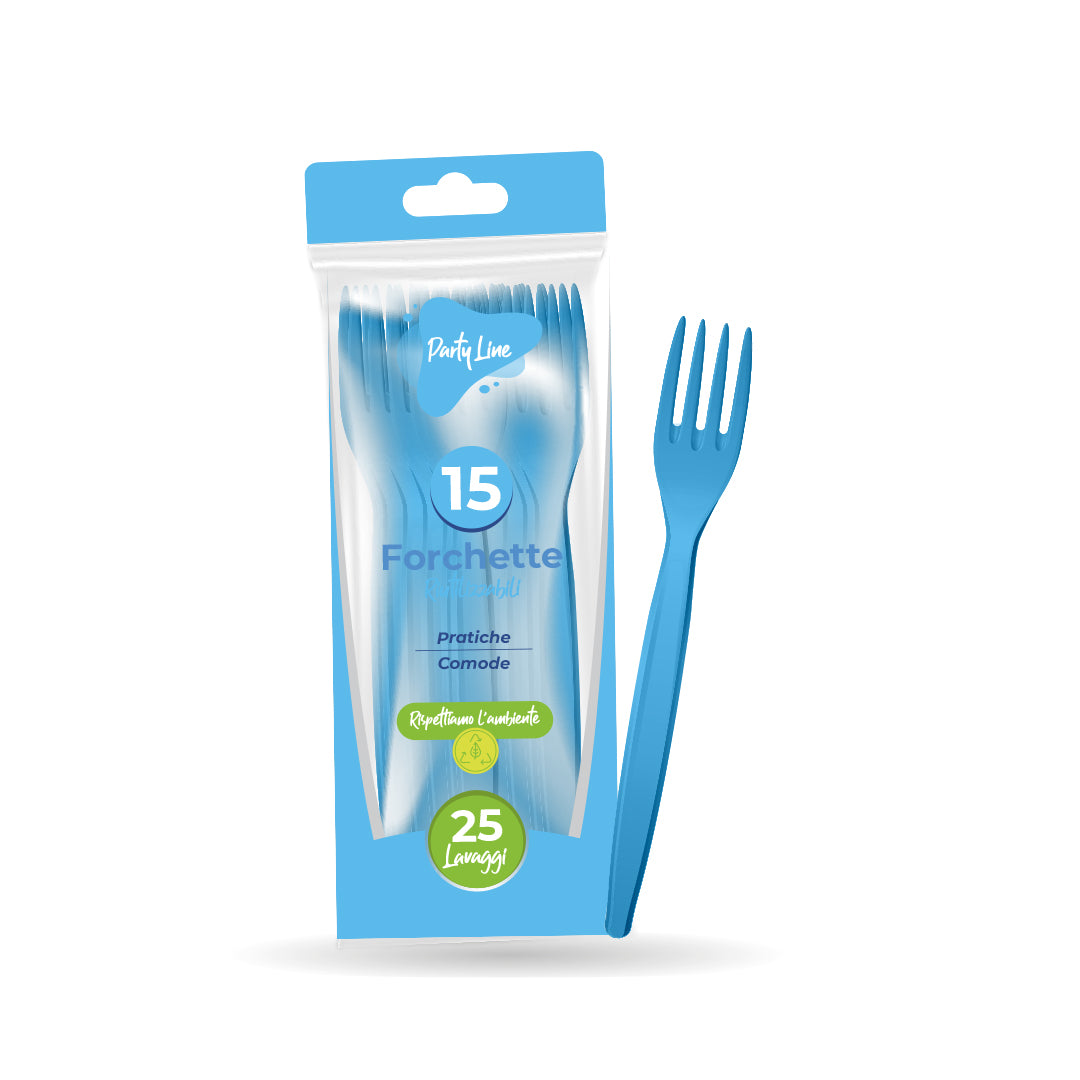 Lulu Reusable PP Forks 15Pcs Light Blue